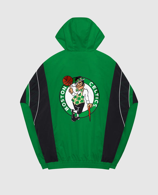 Back View of Starter Green Boston Celtics Home Team Half-Zip Starter Jacket | STR BOSTON CELTICS GREEN