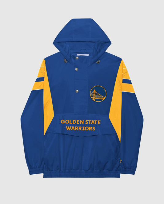 Front View of Starter Blue Golden State Warriors Home Team Half-Zip Starter Jacket | STR GOLDEN STATE WARRIORS BLUE