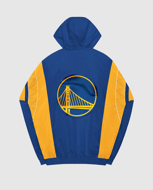 Back View of Starter Blue Golden State Warriors Home Team Half-Zip Starter Jacket | STR GOLDEN STATE WARRIORS BLUE