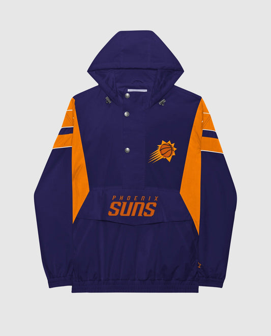 Front View of Starter Purple Phoenix Suns Home Team Half-Zip Starter Jacket | STR PHOENIX SUNS PURPLE