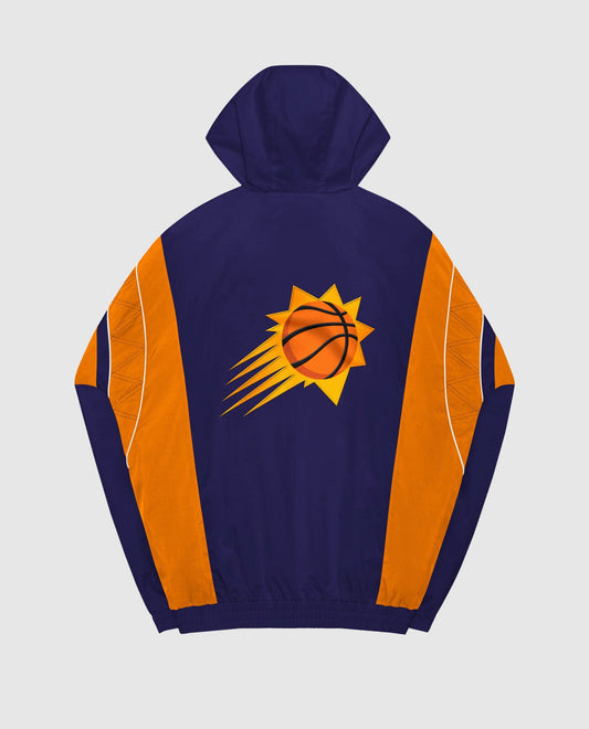 Back View of Starter Purple Phoenix Suns Home Team Half-Zip Starter Jacket | STR PHOENIX SUNS PURPLE