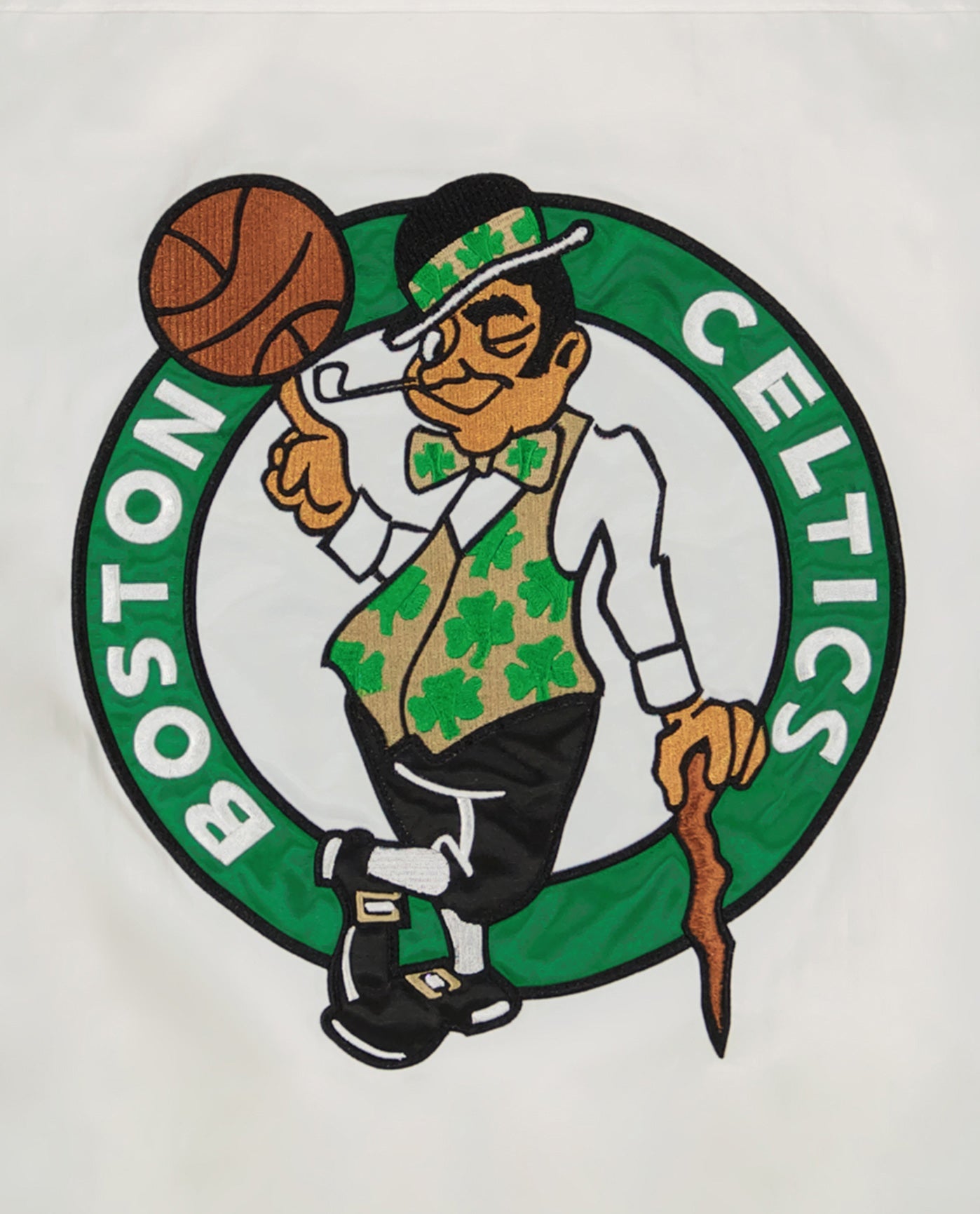 Detail View of Starter White Boston Celtics Pullover Half-Zip Hooded Impact Starter Jacket | STR BOSTON CELTICS WHITE