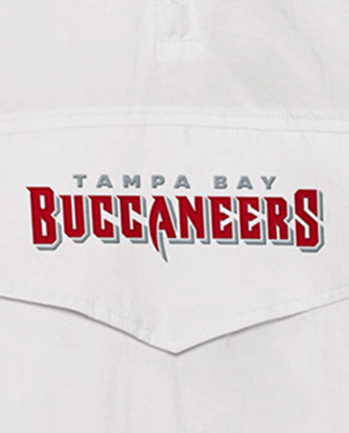 Side View of Starter White Tampa Bay Buccaneers-The Breakaway Nylon Half-Zip Starter Jacket | STR TAMPA BAY BUCCANEERS WHITE