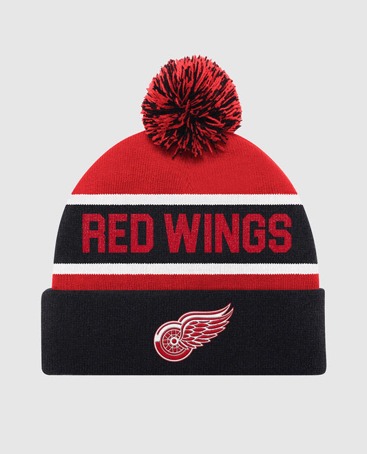 Front View of Starter Black Detroit Red Wings Starter Pom Beanie | STR DETROIT RED WINGS BLACK