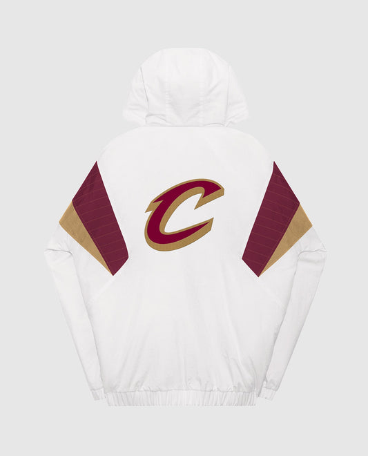 Back View of Starter White Cleveland Cavaliers-The Breakaway Nylon Half-Zip Starter Jacket | STR CLEVELAND CAVALIERS WHITE