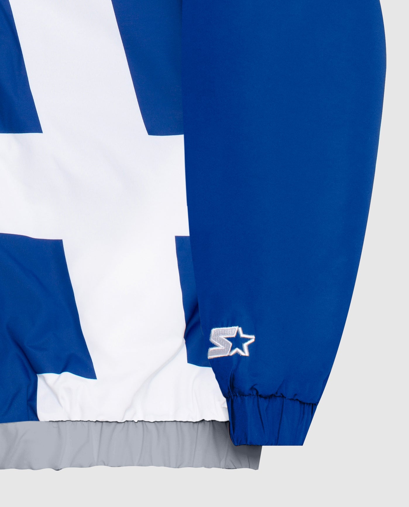 Detail View of Starter Blue Los Angeles Dodgers Hooded Nylon Full-Zip Starter Jacket | STR LOS ANGELES DODGERS BLUE