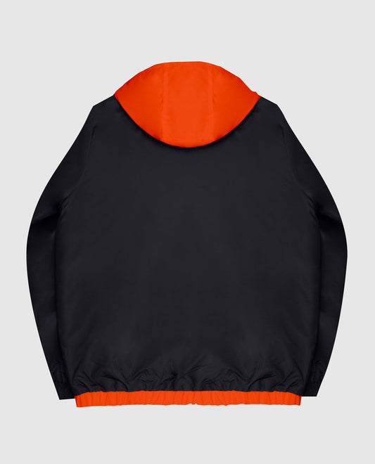 Back View of Starter Black San Francisco Giants Hooded Nylon Full-Zip Starter Jacket | STR SAN FRANCISCO GIANTS BLACK 