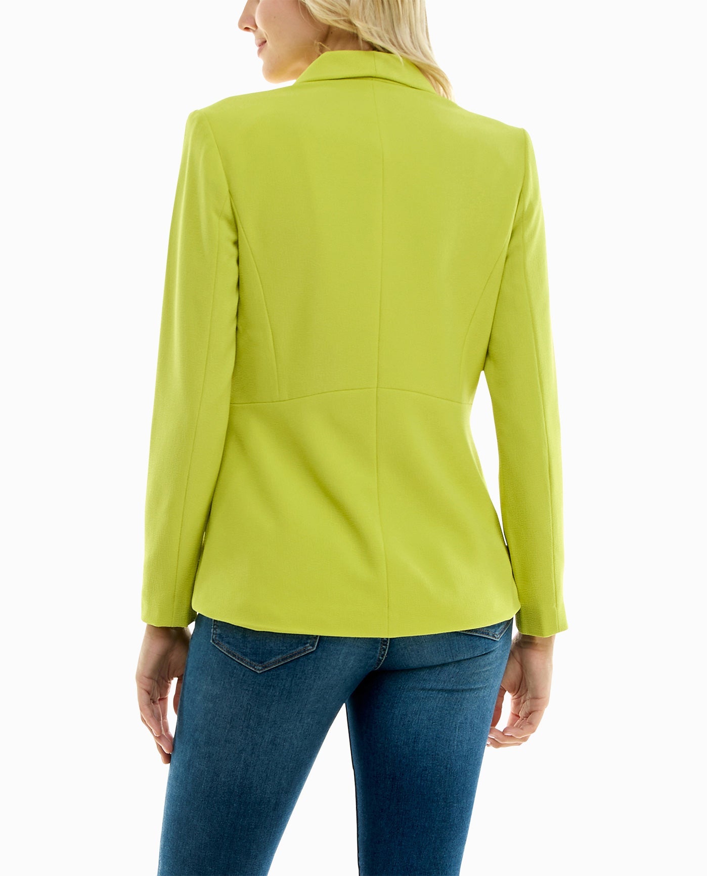 Back View Of Nicole Miller Isla Stretch Crepe One Button Blazer | NM CITRINE