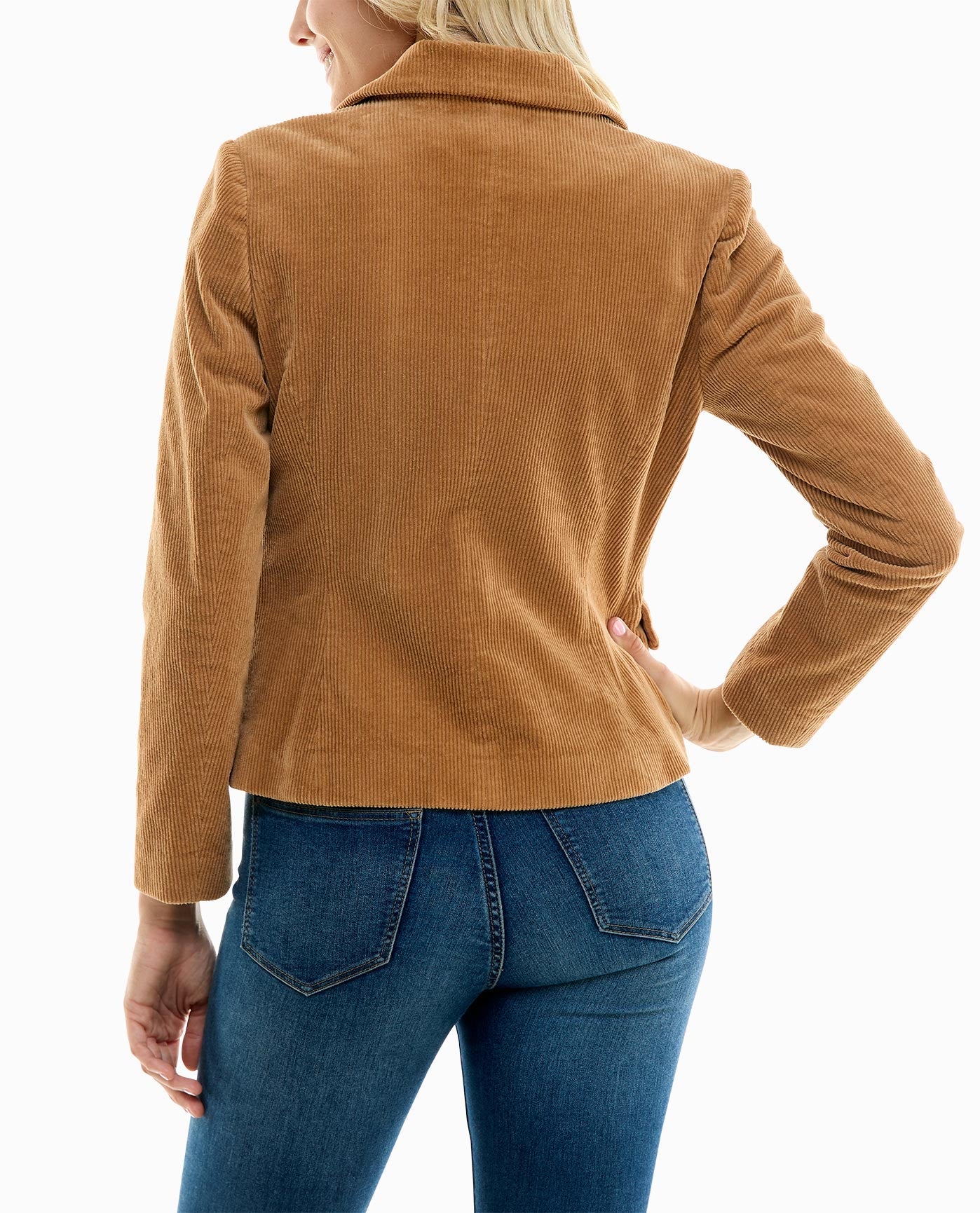 Back View Of Nicole Miller Natalie Corduroy Blazer | NM LIGHT TAN