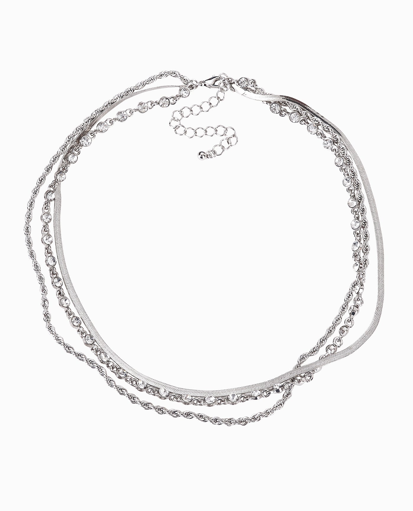 Front View Of Nicole Miller Layered Necklace | NM SILVER