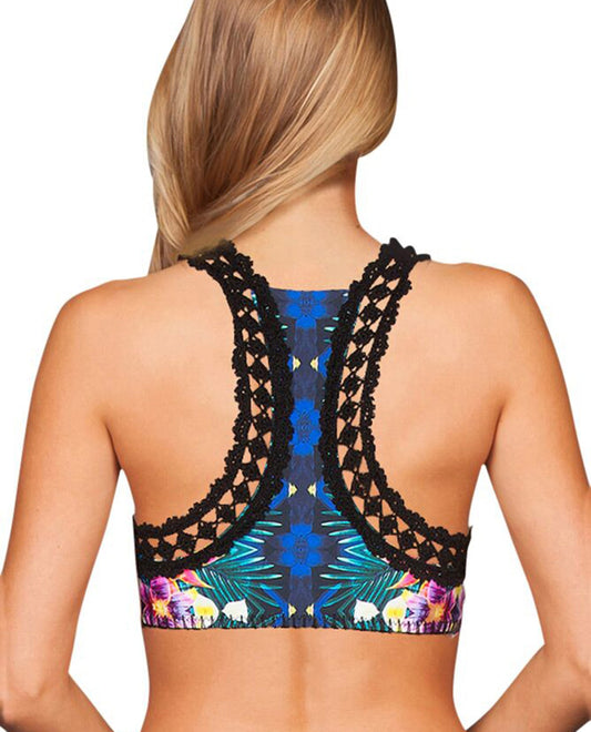 Back View of Nanette Lepore Habanera Crochet High Neck Bikini Top | NNL HABANERA