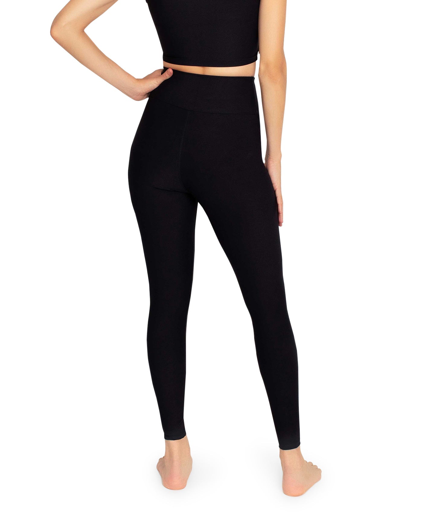 Back View Of Nicole Miller High Rise Legging | NM JET BLACK