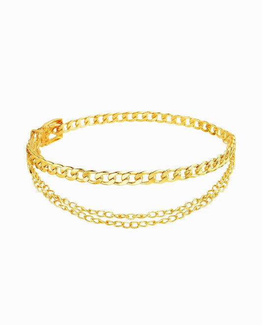 Front View Of Nicole Miller Layered Link Chain Belt | NM GOLD