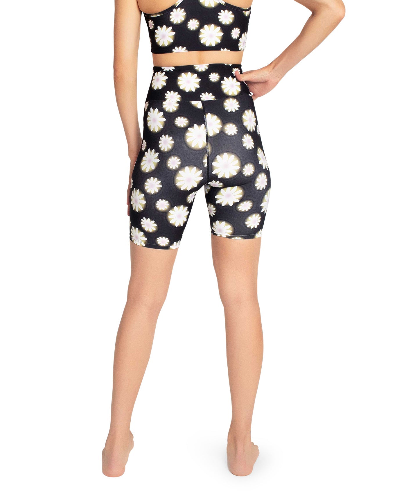 Back View Of Nicole Miller High Rise Biker Short | NM HAZY DAISY