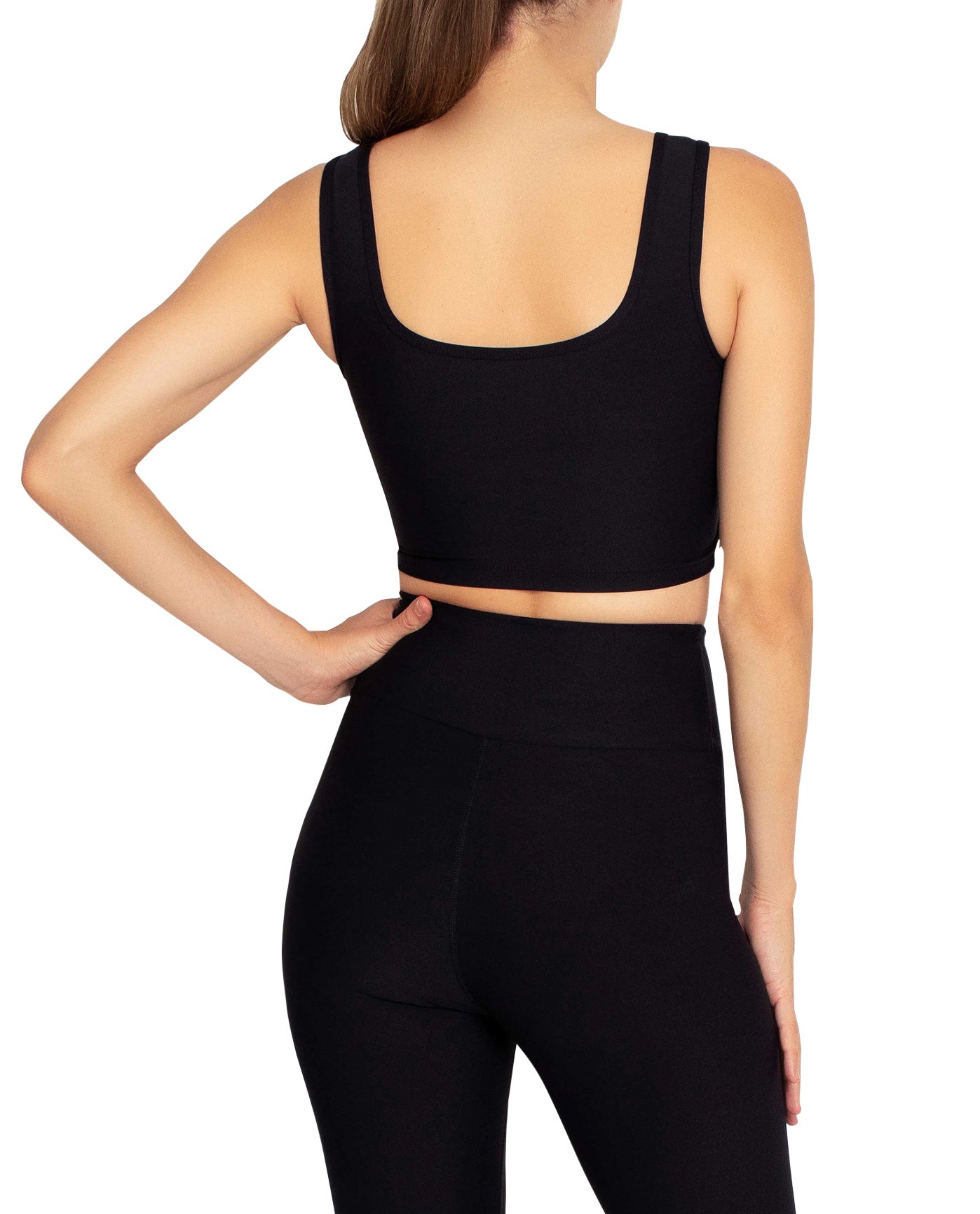 Back View Of Nicole Miller Sports Bra Top | NM JET BLACK