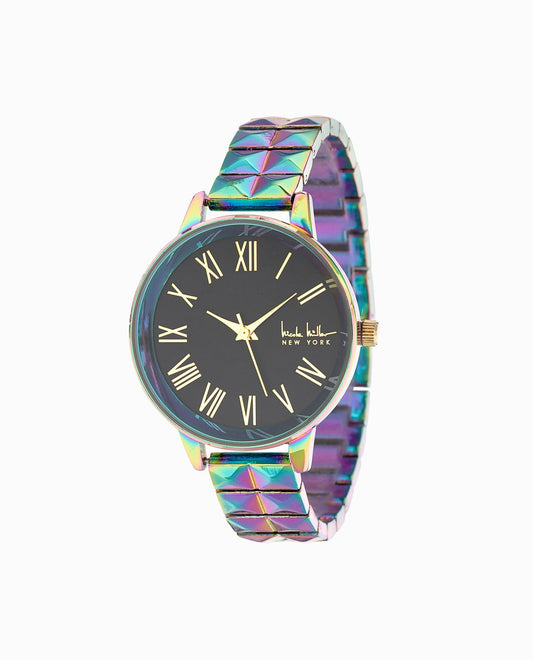 Front View Of Nicole Miller Iridescent Tone Bracelet Watch, 36Mm | NM IRIDESCENT