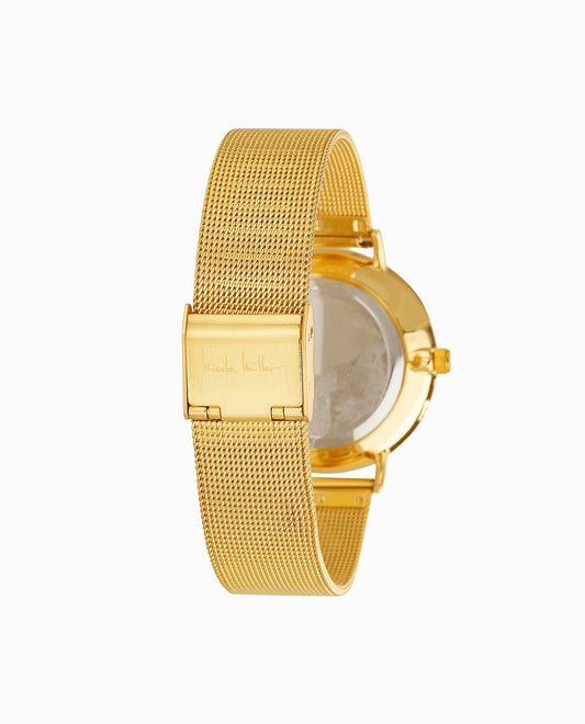 Back View Of Nicole Miller Stainless Steel Bracelet Watch, 35Mm | NM GOLD