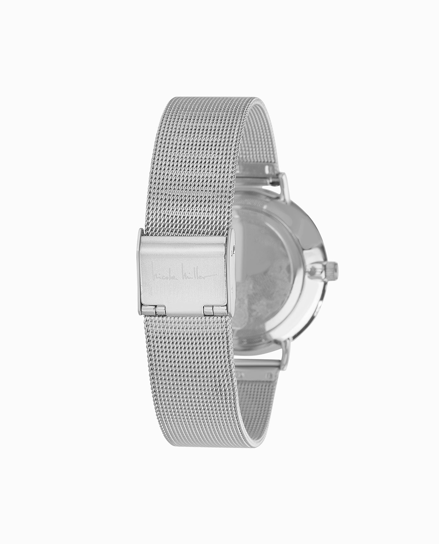 Back View Of Nicole Miller Stainless Steel Bracelet Watch, 35Mm | NM SILVER