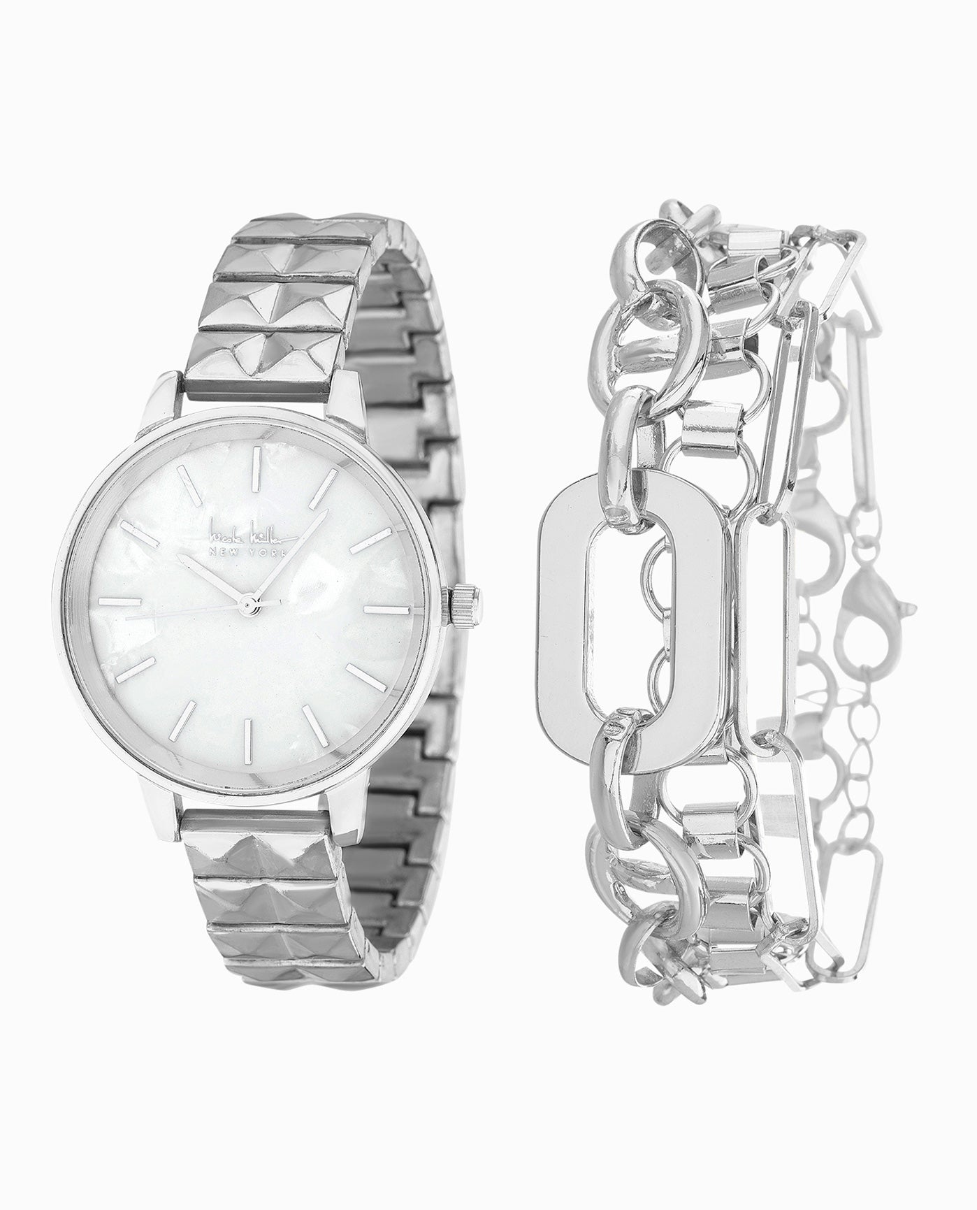 Front View Of Nicole Miller Bracelet Watch, 36Mm | NM SILVER