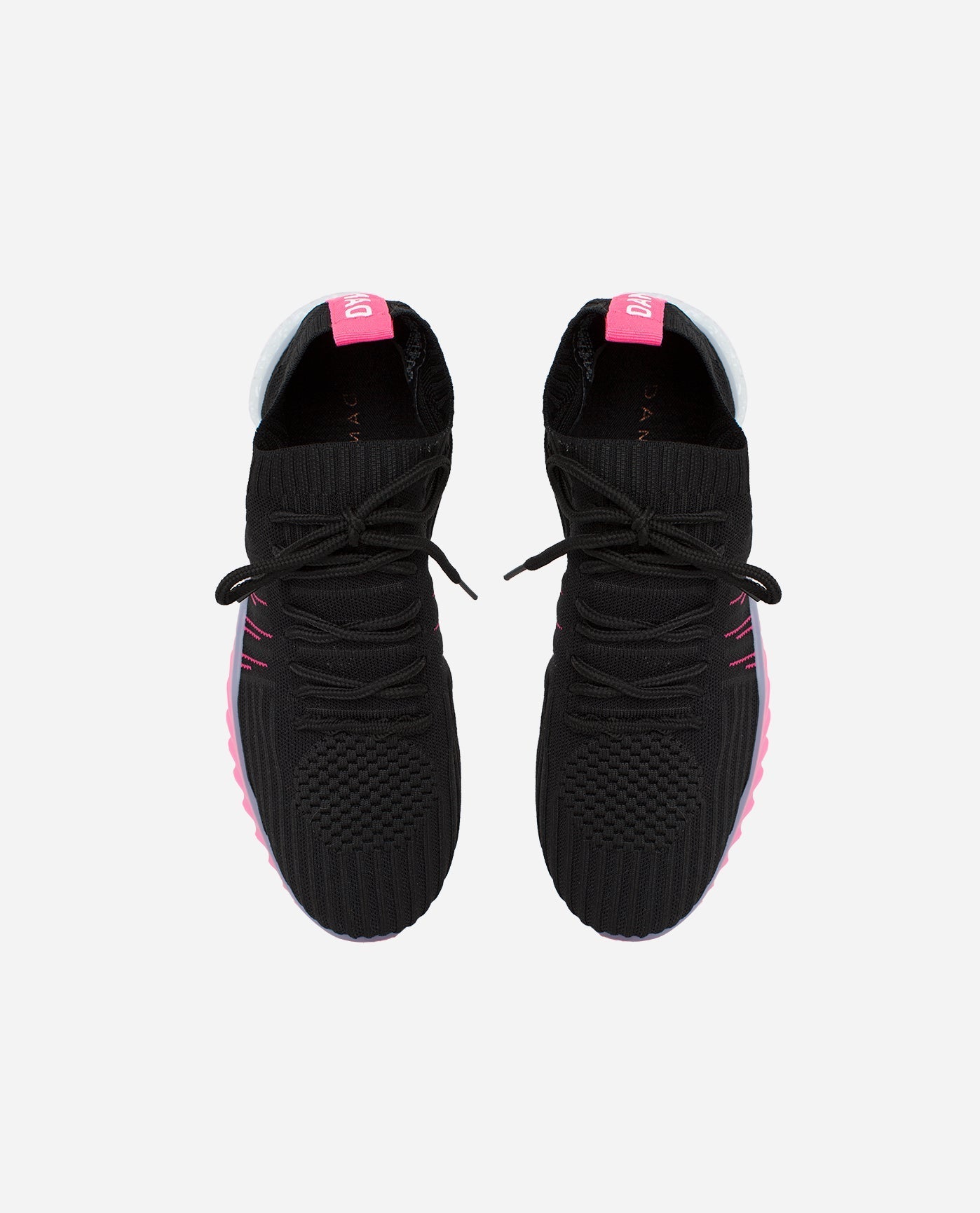 Top View of Danskin Black And Pink Positive Lace Up Sneaker | DSK BLACK AND PINK