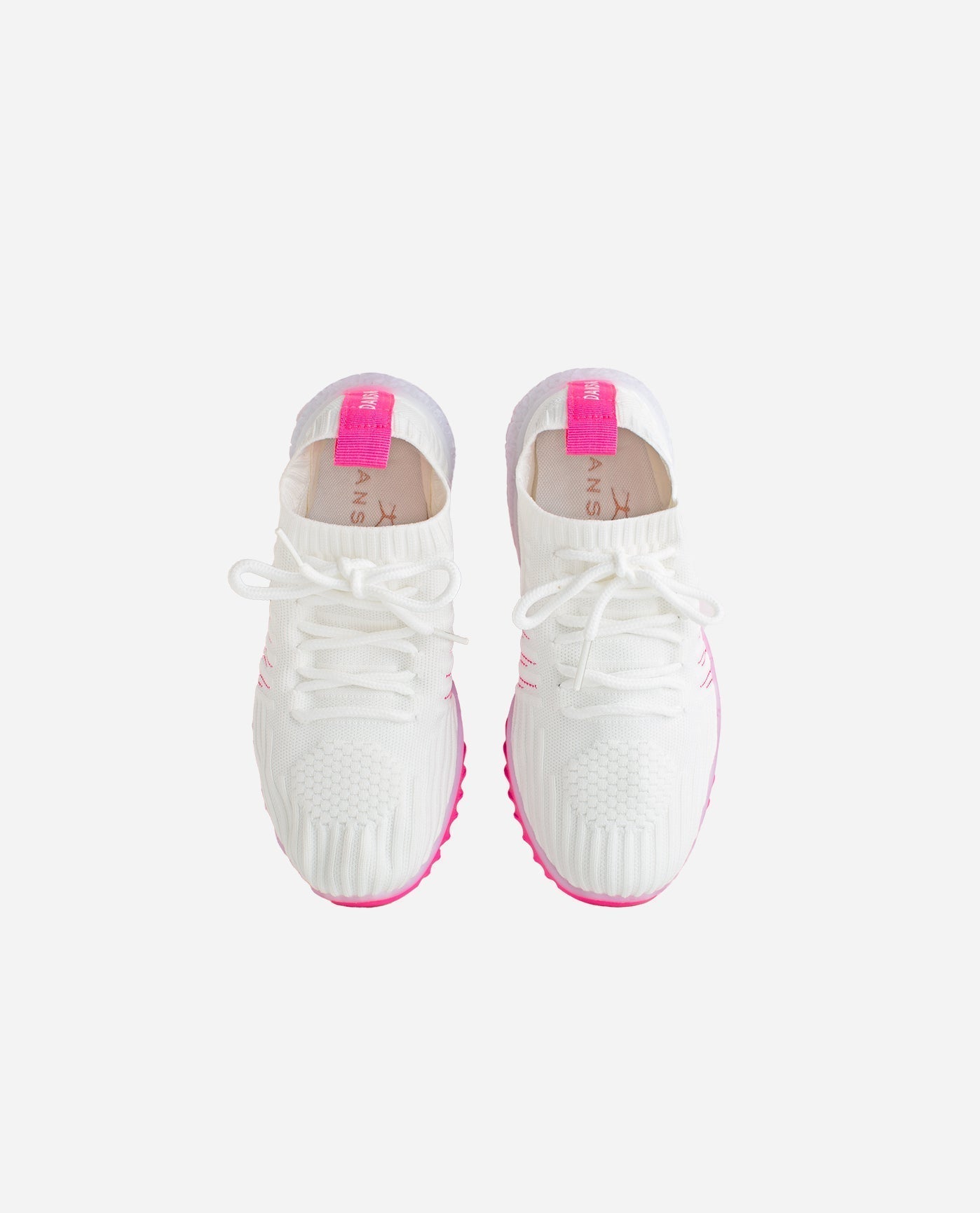 Top View View of Danskin White And Hot Pink Girls Positive Lace Up Sneaker | DSK WHITE AND HOT PINK