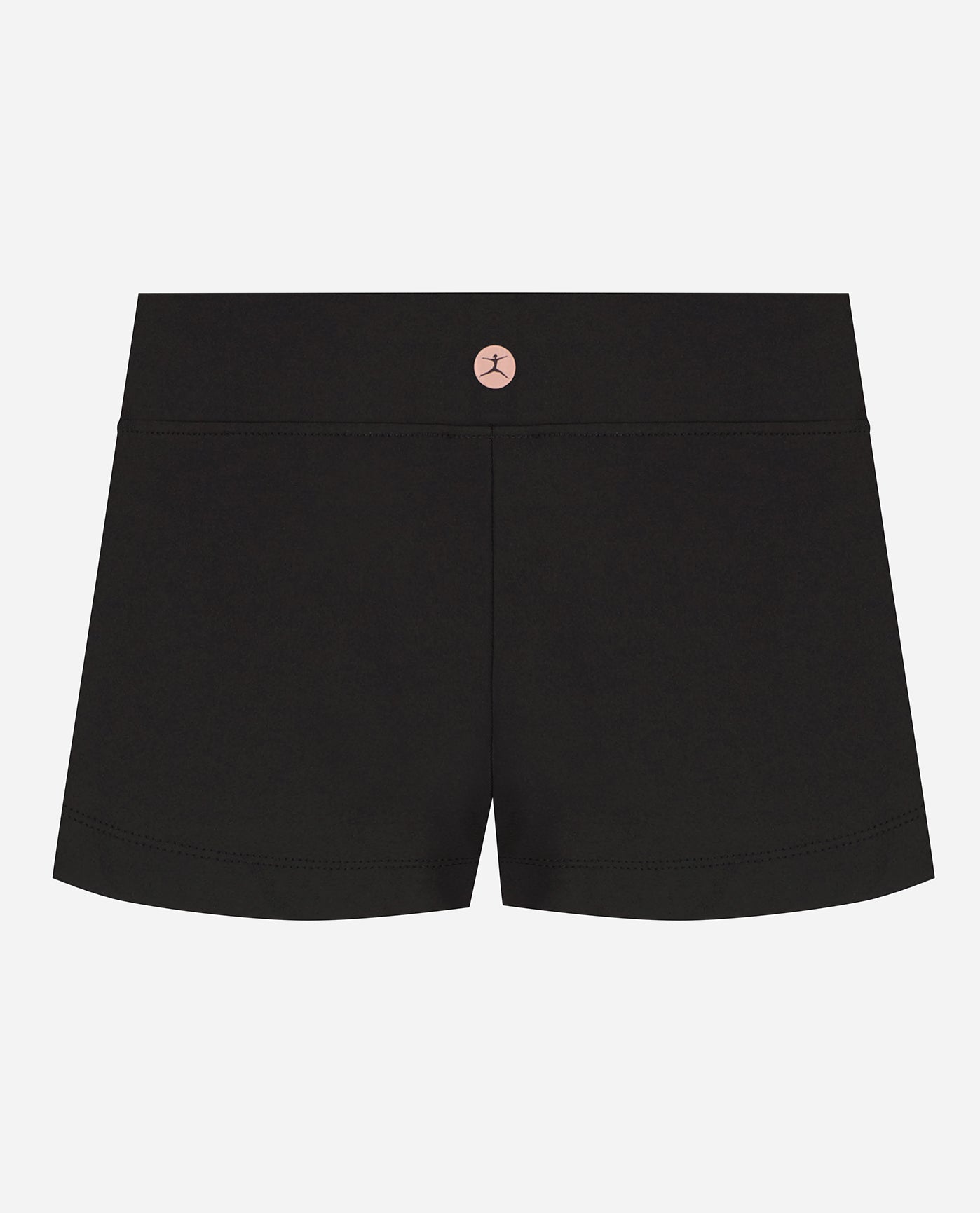 Back View of Danskin Black Girls Basic 2 Inch V-Front Dance Shorts | DSK BLACK