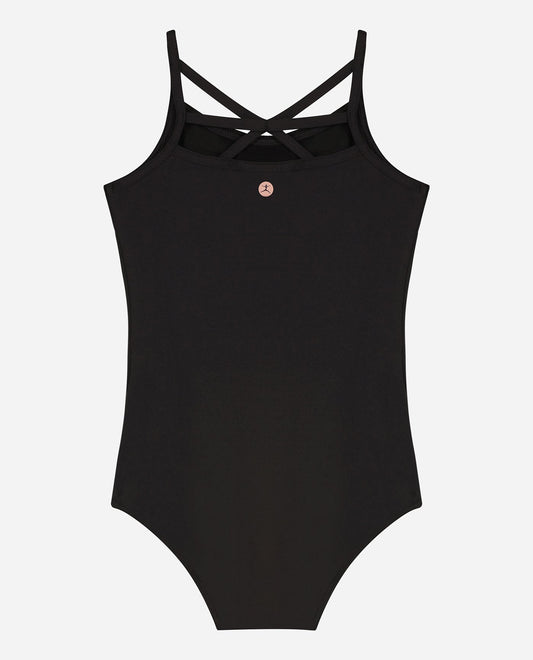 Back View Of Danskin Black Girls Basic Cami Tank Dance Leotard | DSK BLACK