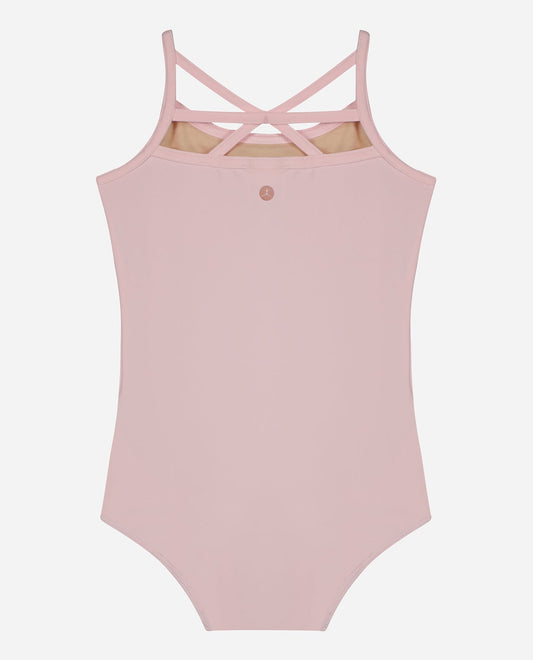 Back View Of Danskin Dreamy Pink Girls Basic Cami Tank Dance Leotard | DSK DREAMY PINK
