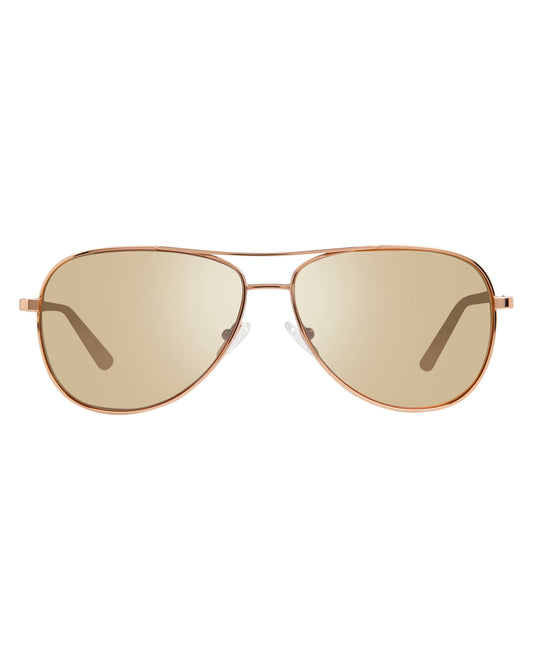 Front View of Revo Rose Gold And Champagne Lifestyle Women's Aviator Relay Sunglasses | REVO ROSE GOLD AND CHAMPAGNE