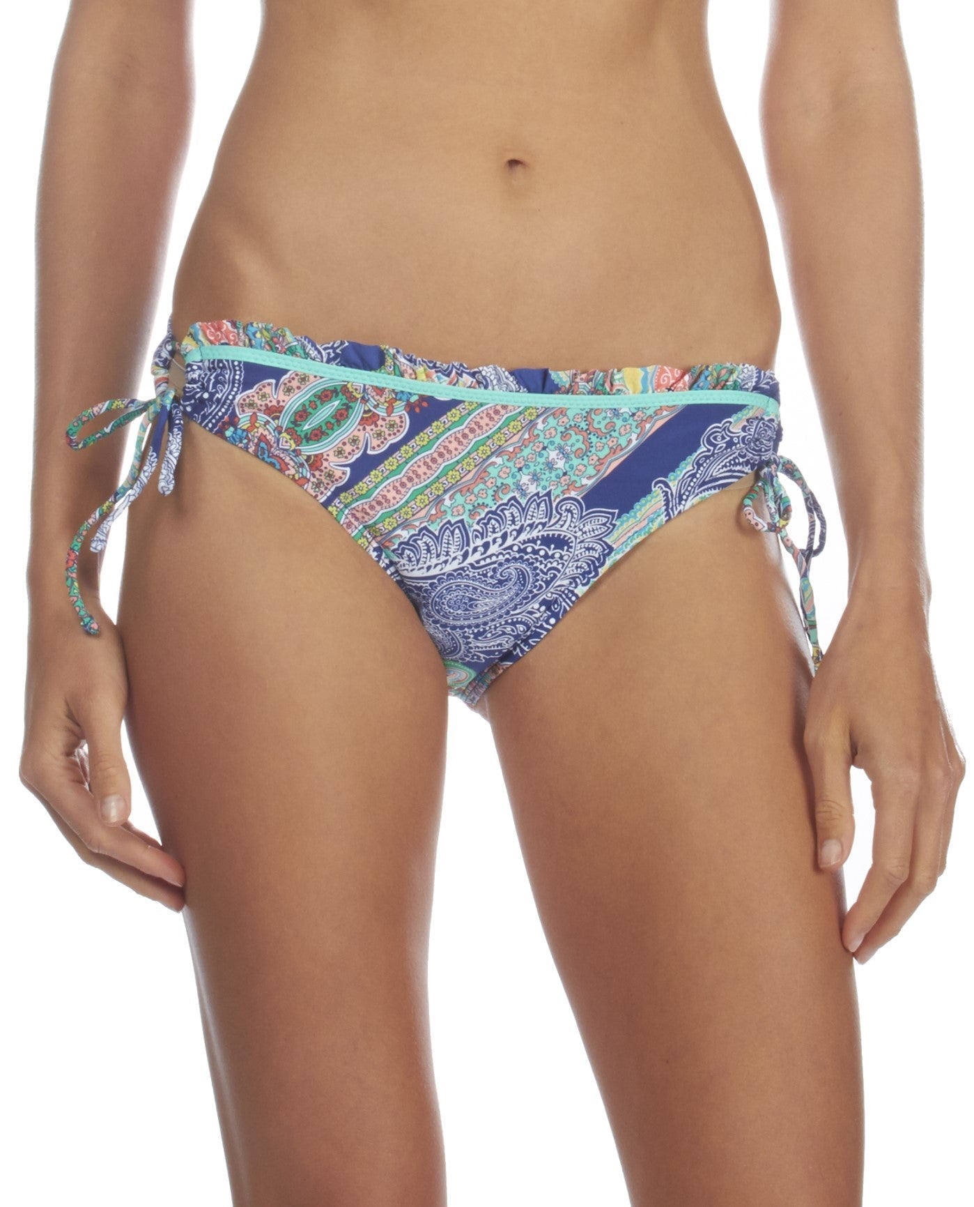 Front View of Kenneth Cole Paisley Intuition Side Tie Bikini Bottom | KKC PAISLEY INTUITION