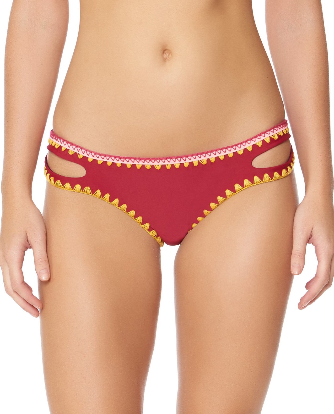 Alternate Front View of Jessica Simpson Woodstock Merlot And Spice Reversible Hipster Bikini Bottom | JES MERLOT AND SPICE