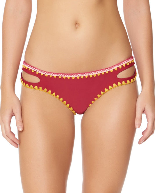 Alternate Front View of Jessica Simpson Woodstock Merlot And Spice Reversible Hipster Bikini Bottom | JES MERLOT AND SPICE