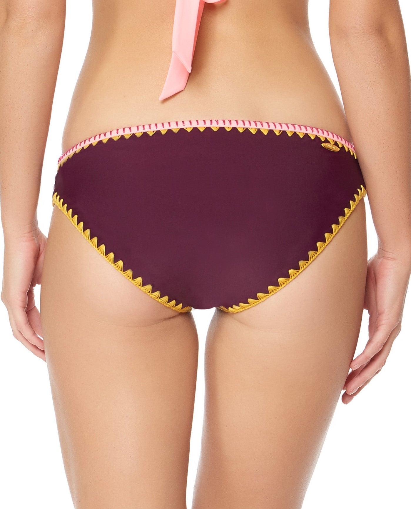 Back View of Jessica Simpson Woodstock Merlot And Spice Reversible Hipster Bikini Bottom | JES MERLOT AND SPICE