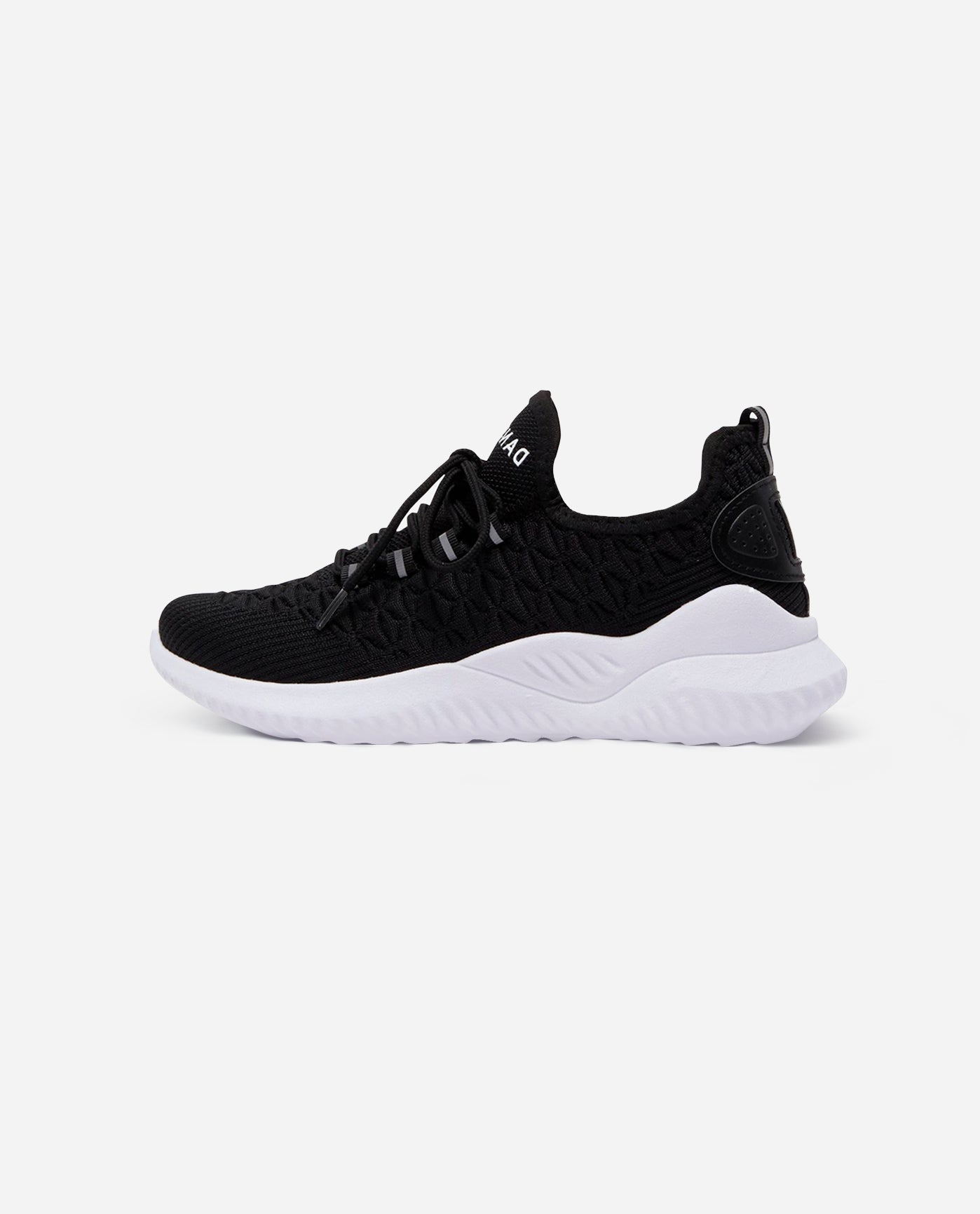 Side View of Danskin Black Stunt Lace Up Sneaker | DSK BLACK
