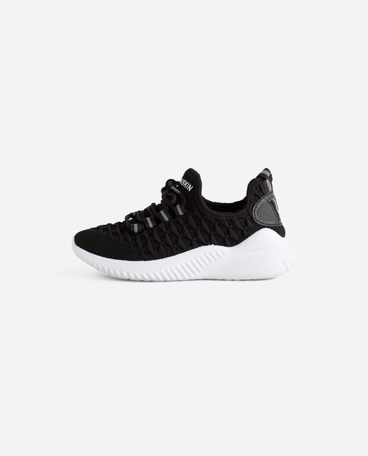 Side View of Danskin Black Girls Stunt Lace Up Sneaker | DSK BLACK