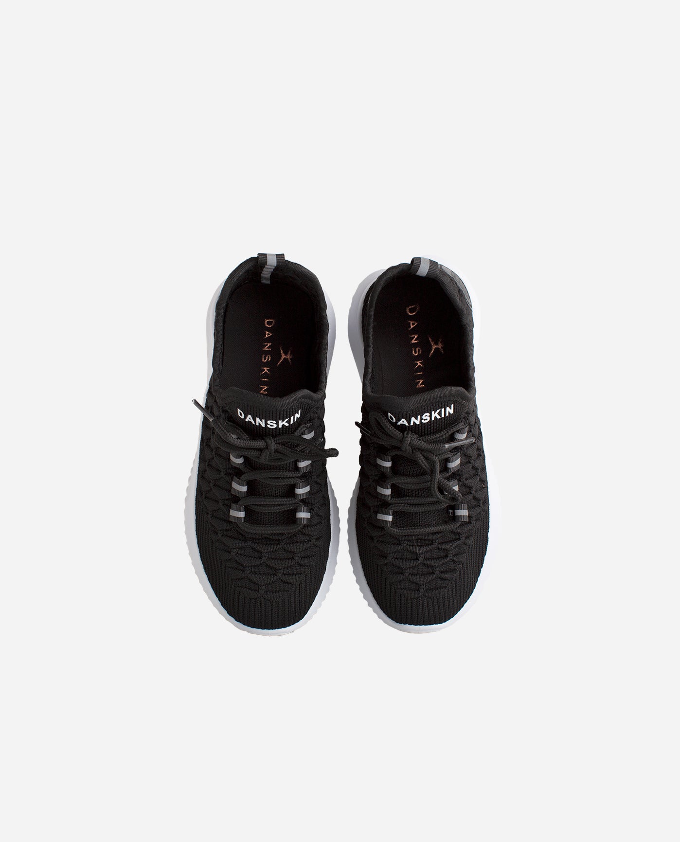 Top View Of Danskin Black Girls Stunt Lace Up Sneaker | DSK BLACK