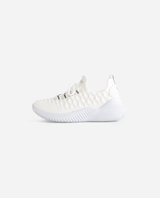 Side View of Danskin White Girls Stunt Lace Up Sneaker | DSK WHITE