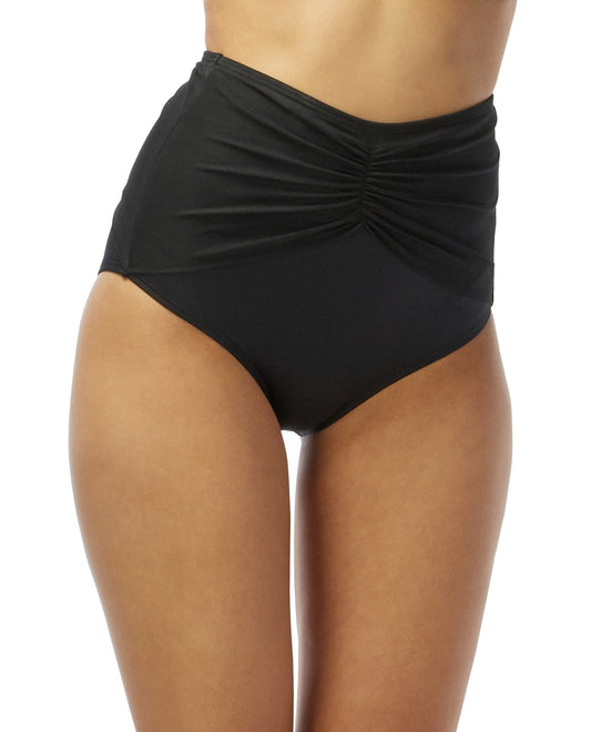 Front View of Coco Reef Black St. Barths Diva High Waist Bikini Bottom | COC BLACK