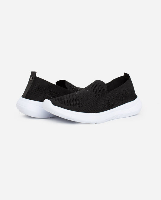 Front View of Danskin Black Zest Slip On Sneaker | DSK BLACK