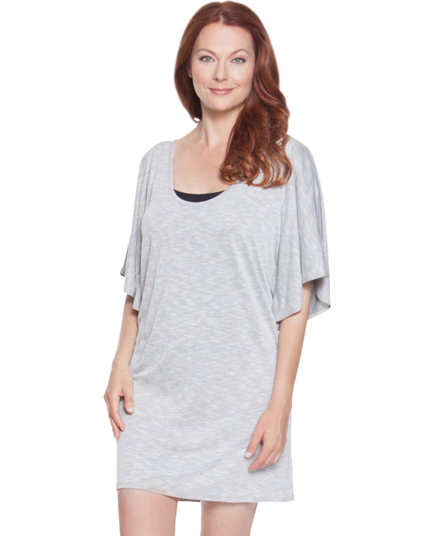 Front View Of Dotti Cabana Flutter Tunic | DOT CALLING CHARCOAL