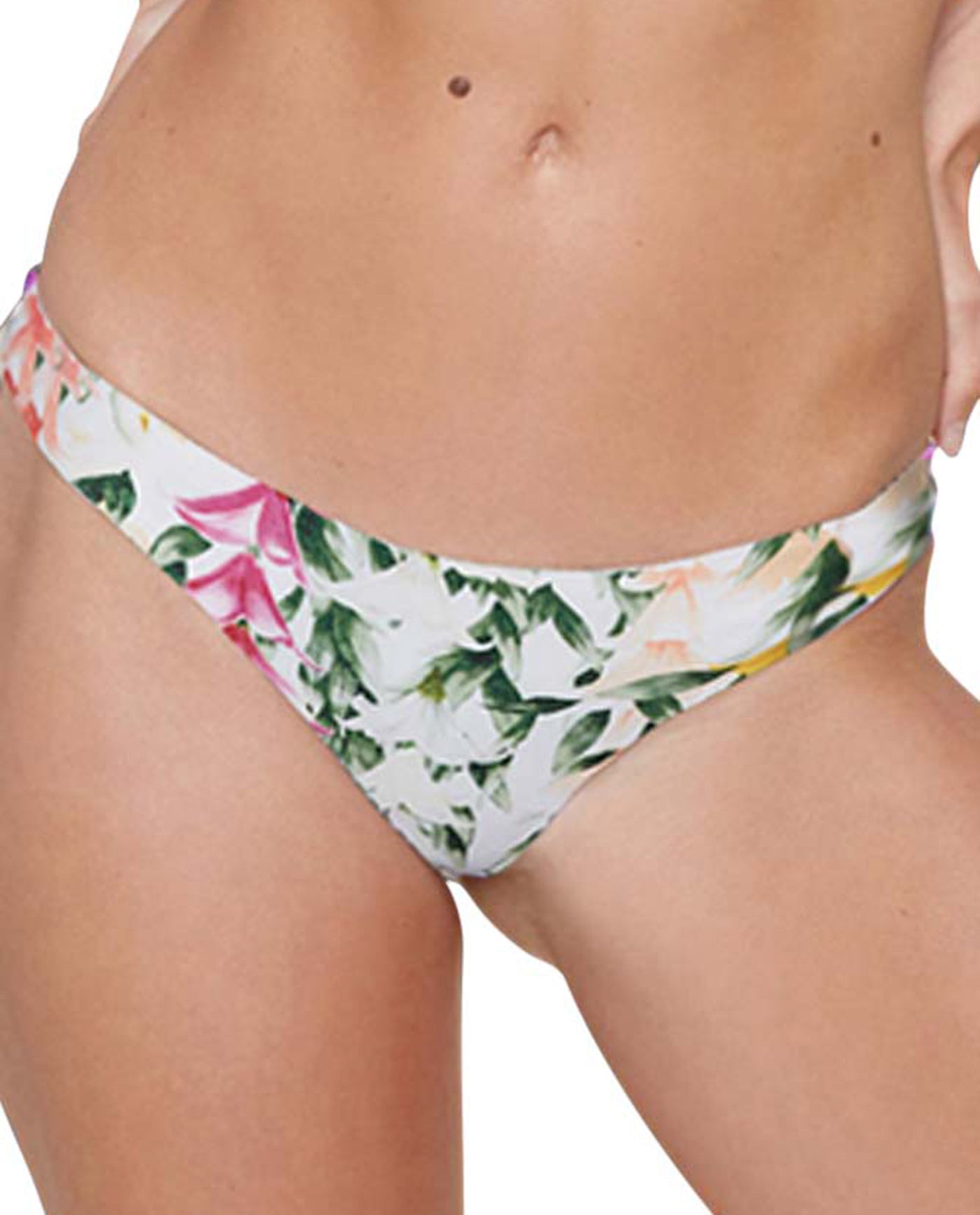 Front View Of Stone Fox Swim Malibu Moderate Bikini Bottom | SFS LEI STAND