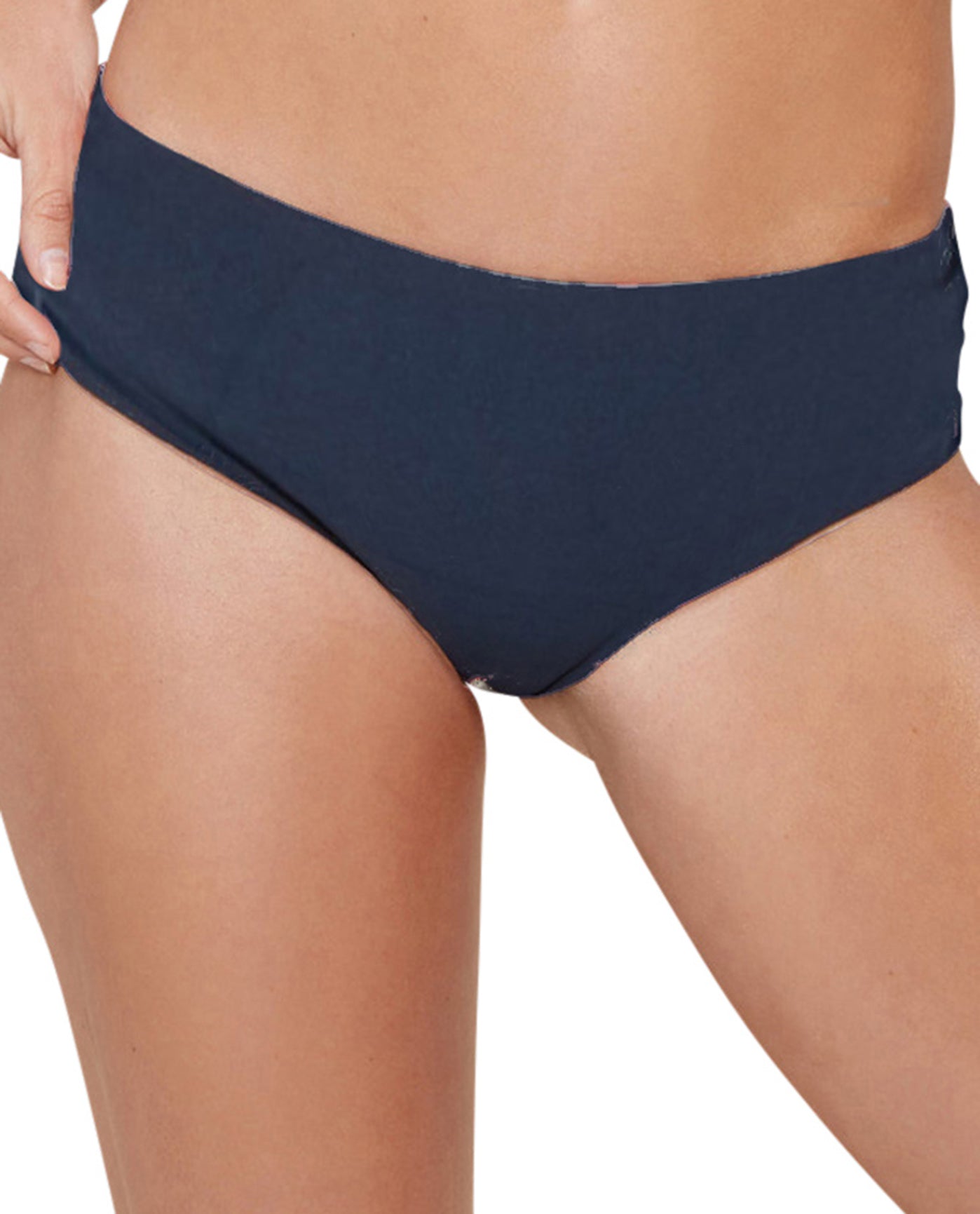 Front View Of Stone Fox Swim Storm Milo Mid Rise Moderate Bikini Bottom | SFS STORM