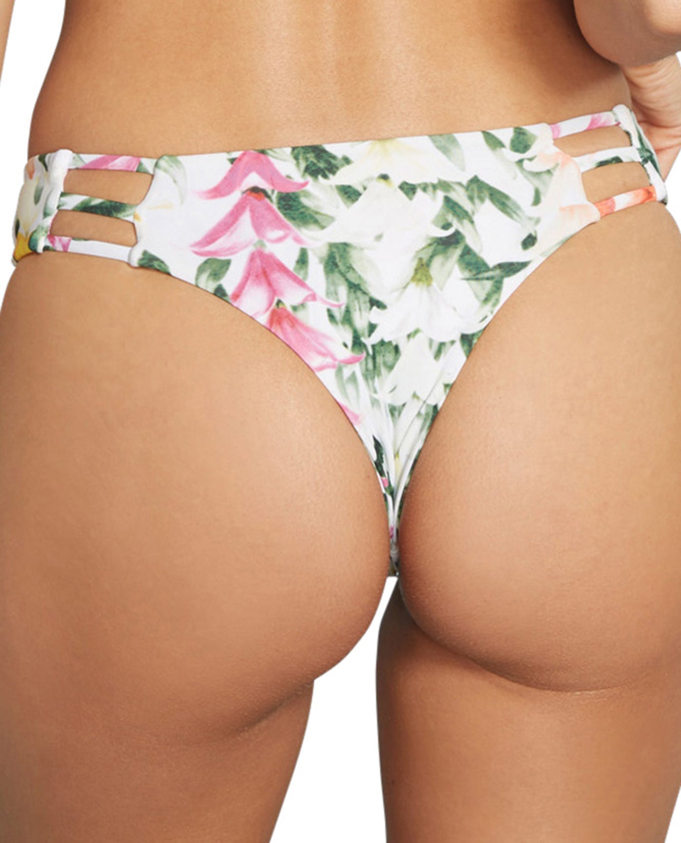 Back View Of Stone Fox Swim Strappy Thong Bikini Bottom | SFS LEI STAND