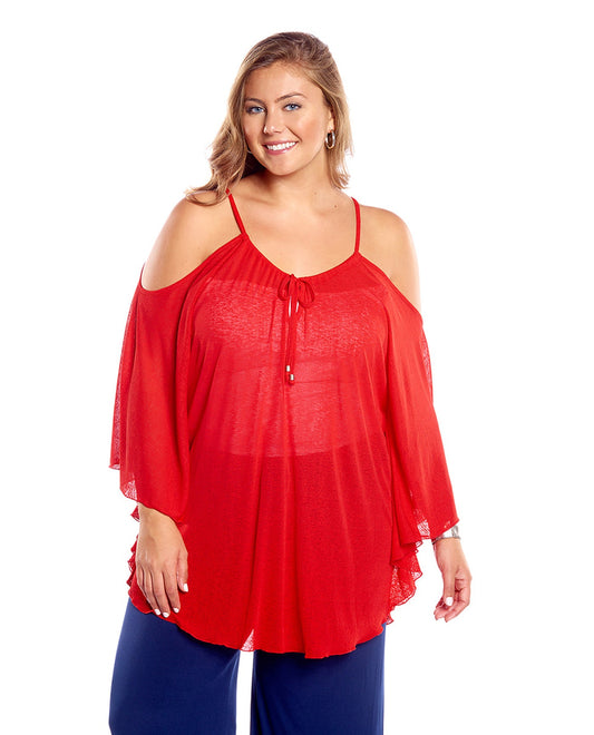 Front View Of Always For Me Red Flirty Plus Size Cover Up Dress | AFM RED