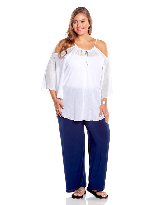 Front View Of Always For Me White Flirty Plus Size Cover Up Dress | AFM WHITE