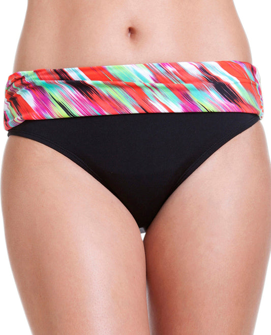 Front View Of Cole of California Isabella Ikat Foldover Hipster Swim Bottom | COL ISABELLA IKAT