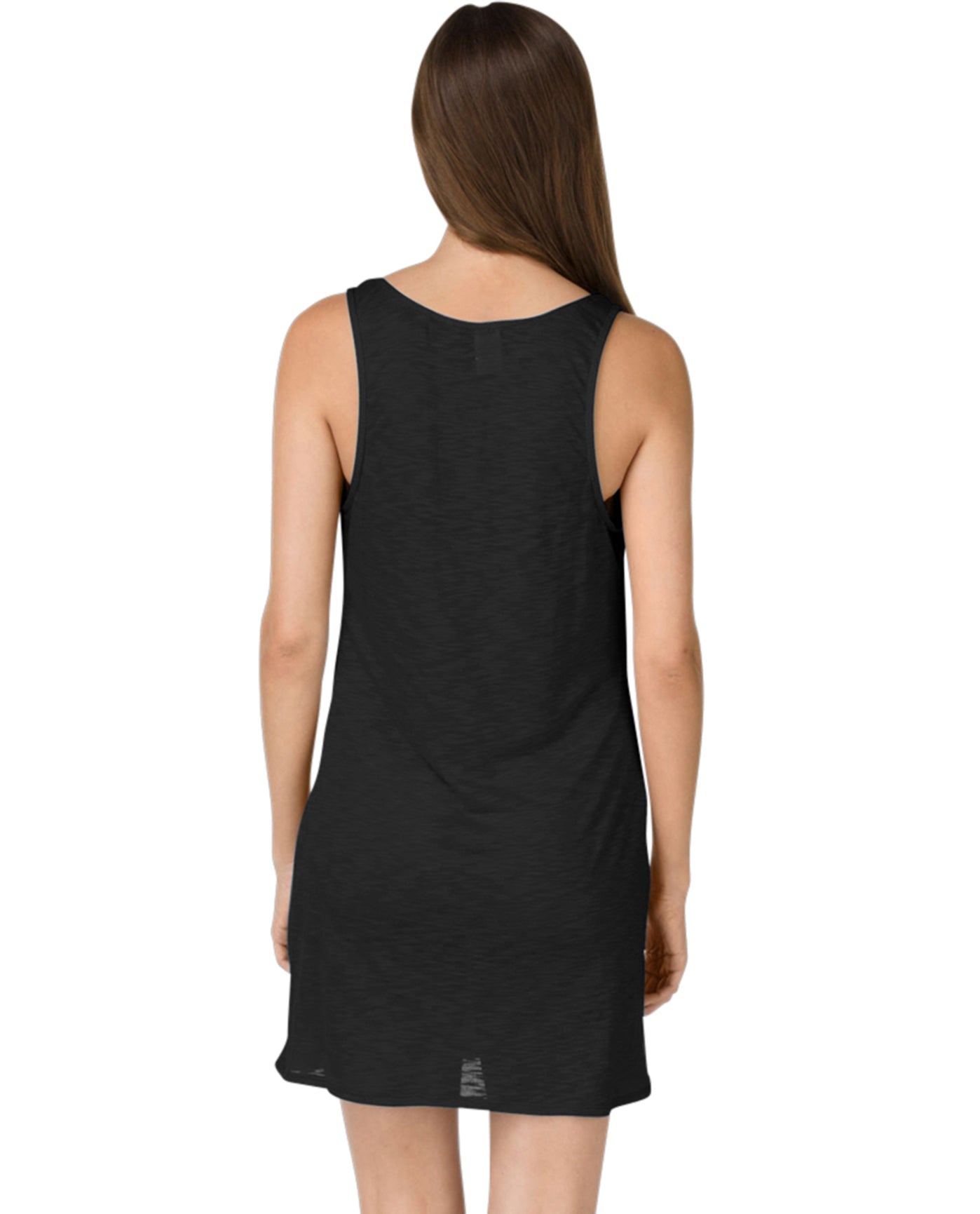 Back View Of La Blanca Black Jersey Tank Dress  | LAB Black