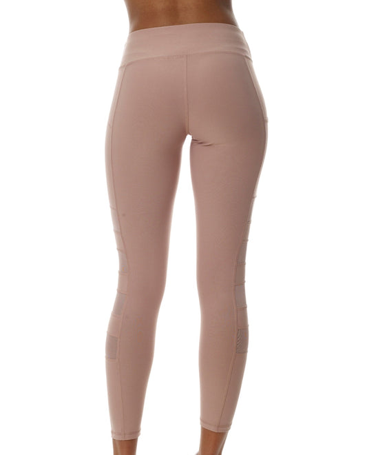 Back View Of X by Gottex High Waisted Mesh Sides Legging with Pocket | XGX PINK