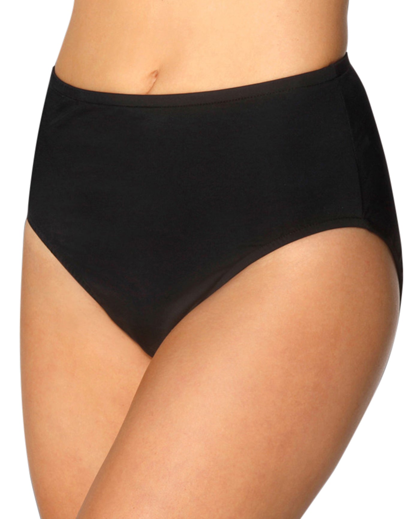 Front View Of Kallure Full Brief Swim Bottom | KAL Black