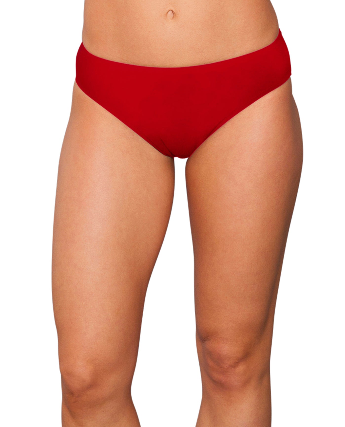 Front View Of Kallure Hipster Swim Bottom | KAL Red